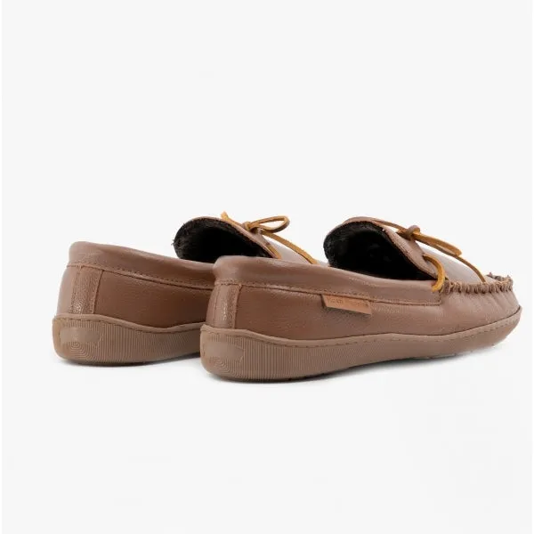 Hush Puppies ACE Mens Leather Moccasin Slippers Tan sold by House of Slippers product image thumbnail 5
