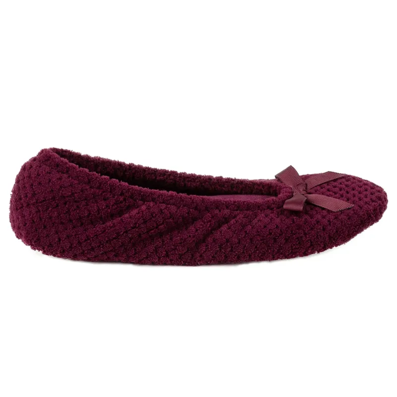 Totes Isotoner POPCORN BALLETS Womens Slippers Burgundy made by House of Slippers