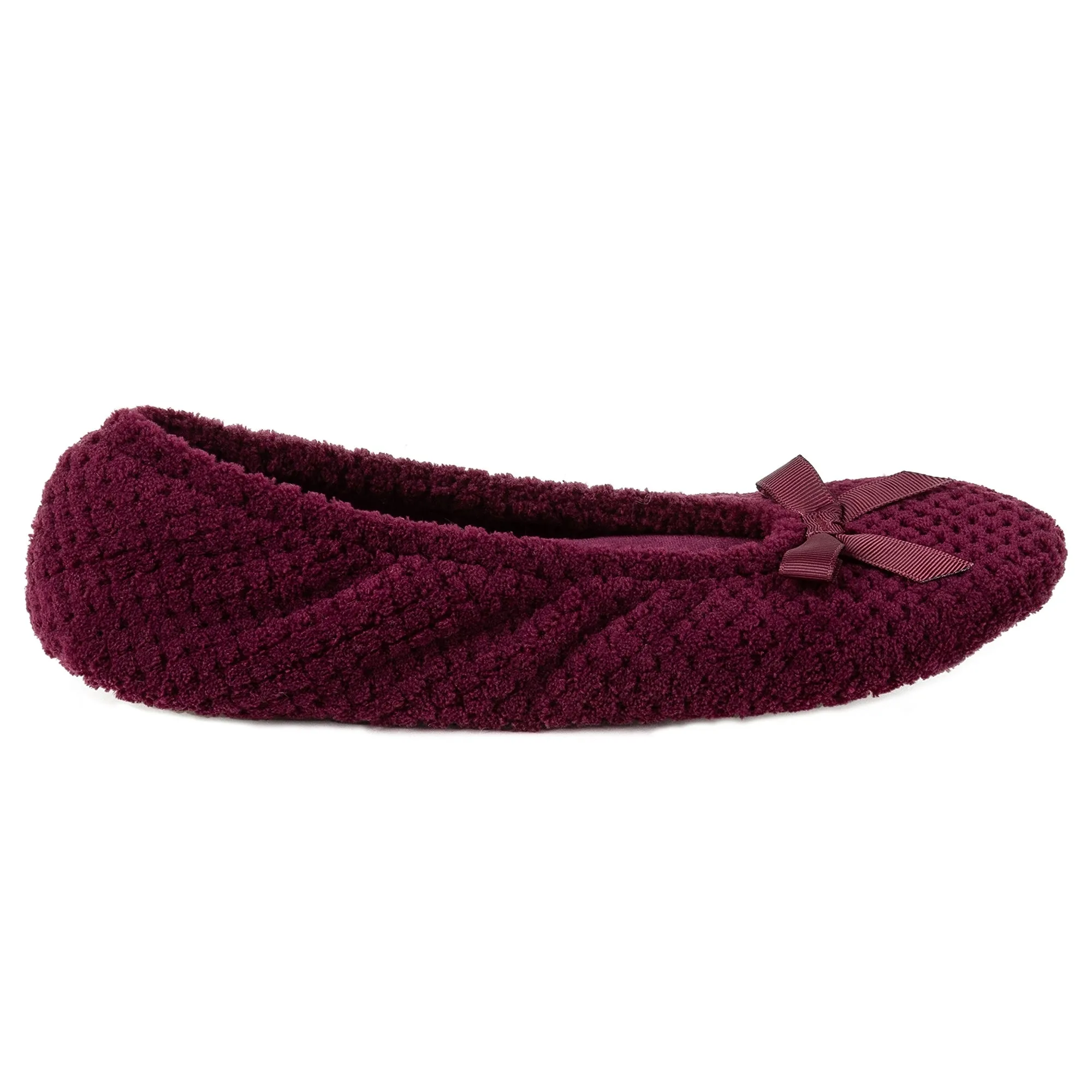 Totes Isotoner POPCORN BALLETS Womens Slippers Burgundy sold by House of Slippers