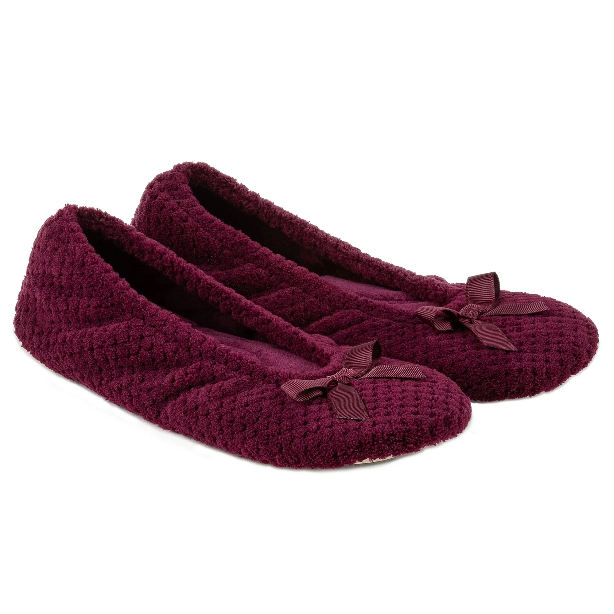 Totes Isotoner POPCORN BALLETS Womens Slippers Burgundy sold by House of Slippers product image thumbnail 4