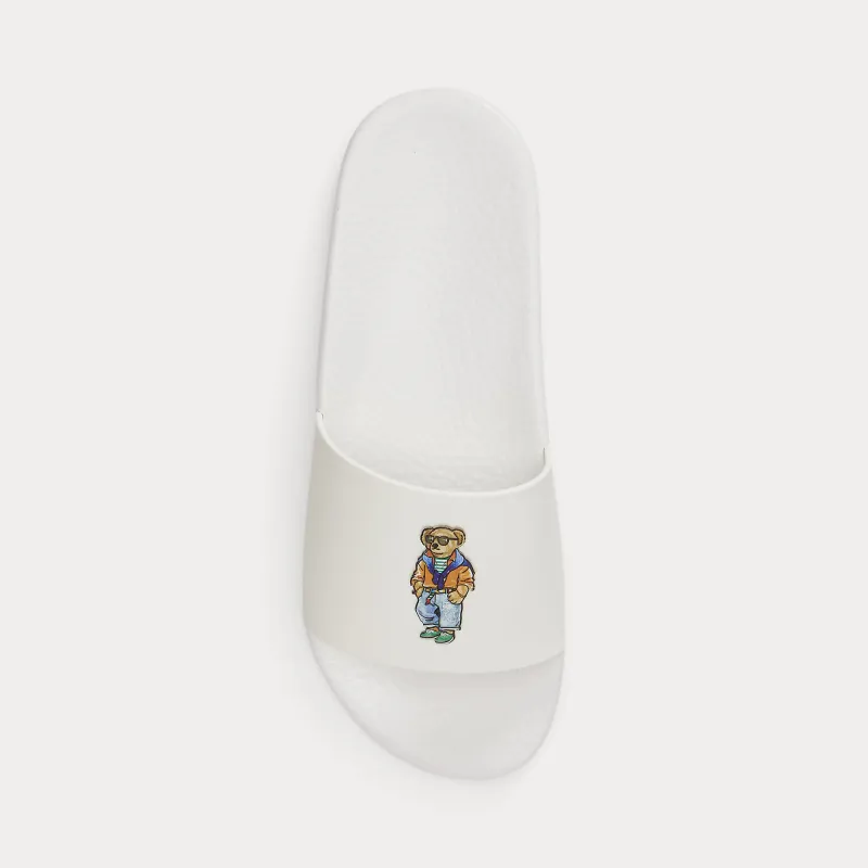Polo Ralph Lauren POLO SLIDE Mens Sliders White Beach Shop Bear made by Polo by Ralph Lauren