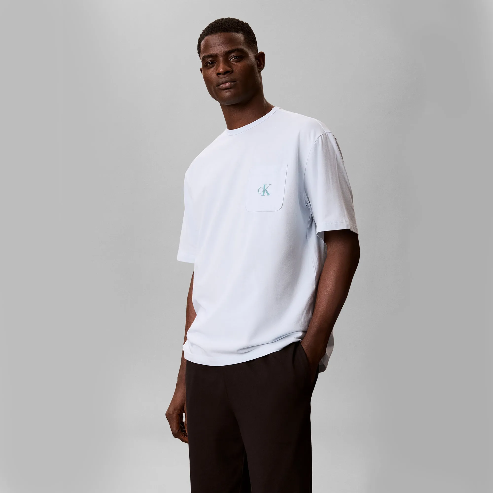 Calvin Klein MONOGRAM S/S CREW NECK Mens T-Shirt Ballad Blue sold by House of Slippers product image thumbnail 4