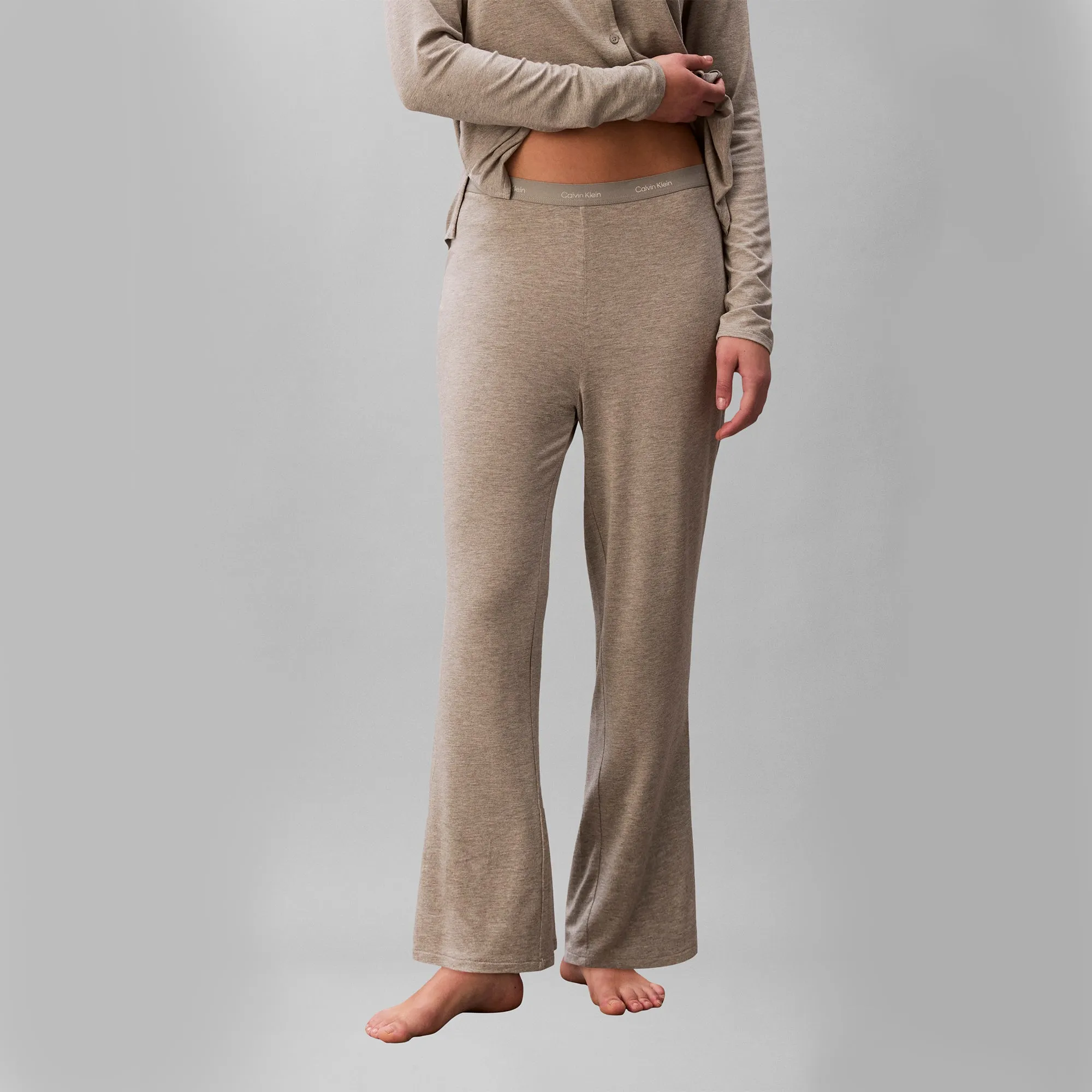 Calvin Klein LS SHIRT Set Womens Pyjama Set Grey Heather sold by House of Slippers product image thumbnail 2