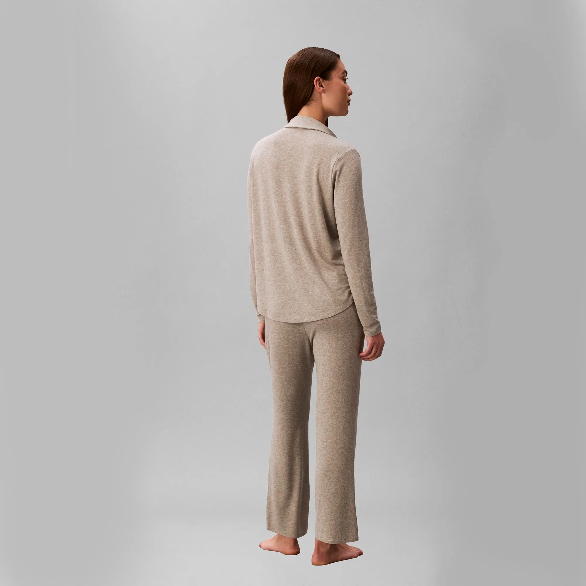 Calvin Klein LS SHIRT Set Womens Pyjama Set Grey Heather sold by House of Slippers product image thumbnail 4
