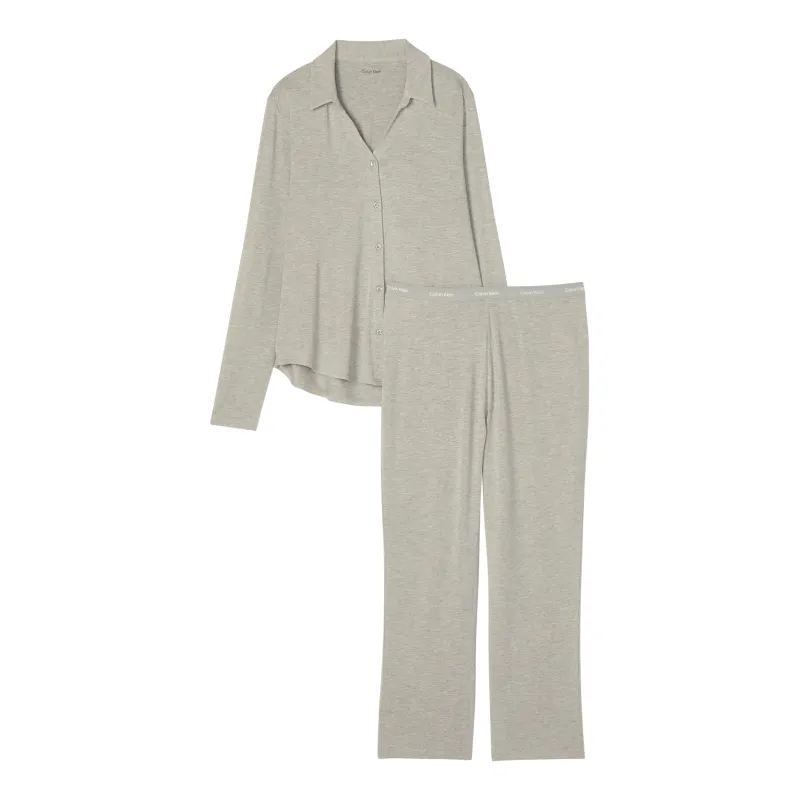 Calvin Klein LS SHIRT Set Womens Pyjama Set Grey Heather made by Calvin Klein