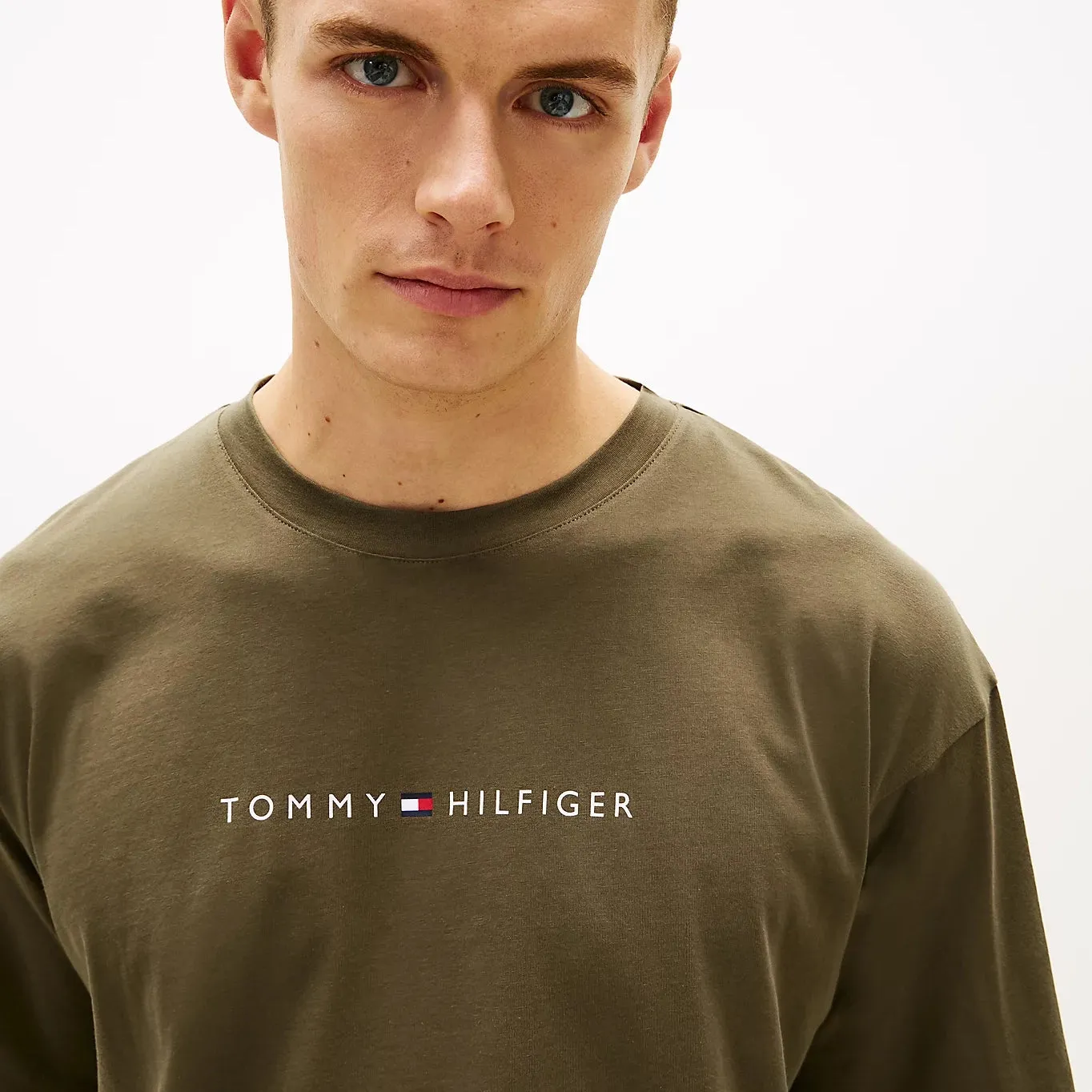 Tommy Hilfiger SS LOGO TEE Mens Loungewear Army Green sold by House of Slippers product image thumbnail 2