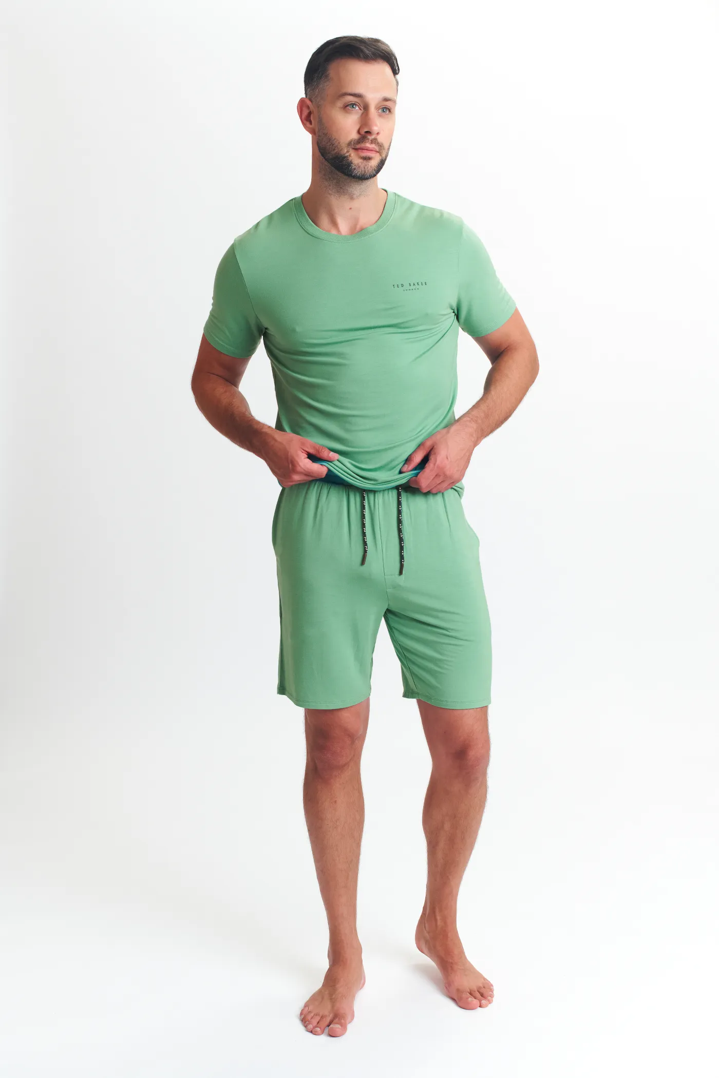 Modal T Shirt And Short Set Mens Loungewear Mint sold by House of Slippers product image thumbnail 2