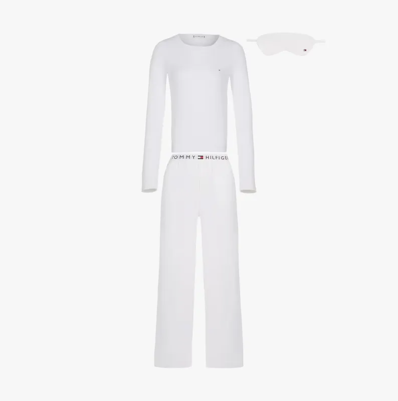 Tommy Hilfiger GIFT LS TEE PANTS SE Womens Pyjama Set Ecru made by Tommy Hilfiger