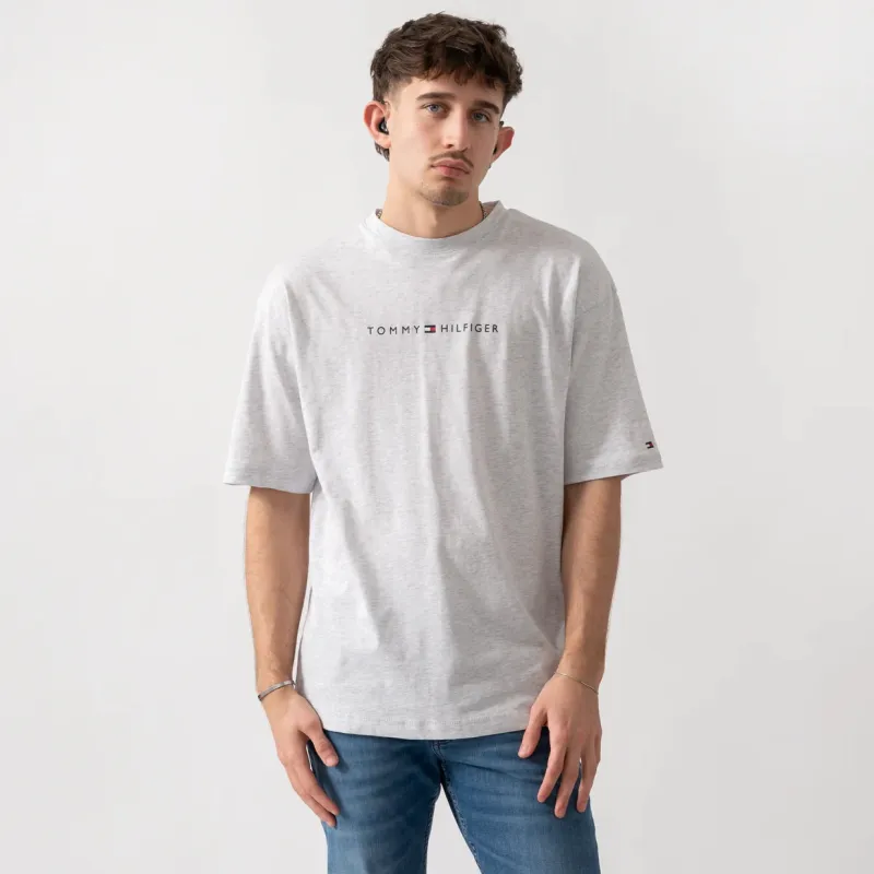 Tommy Hilfiger SS LOGO TEE Mens T-Shirt Ice Grey Heather made by Tommy Hilfiger