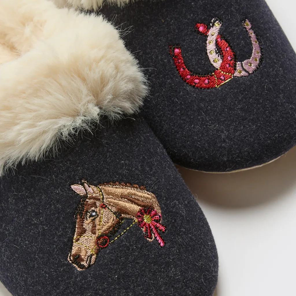 Joules SLIPPET LUXE Womens Mules Navy Horse sold by House of Slippers product image thumbnail 4