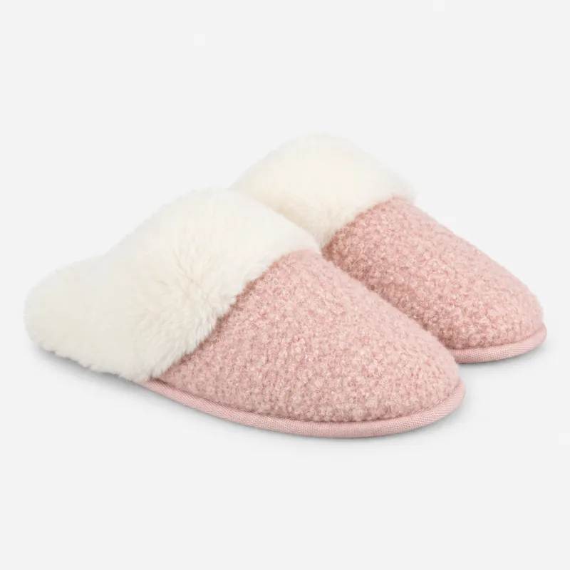 Totes Toasties BORG MULE SLIPPERS Womens Mules Pink made by House of Slippers