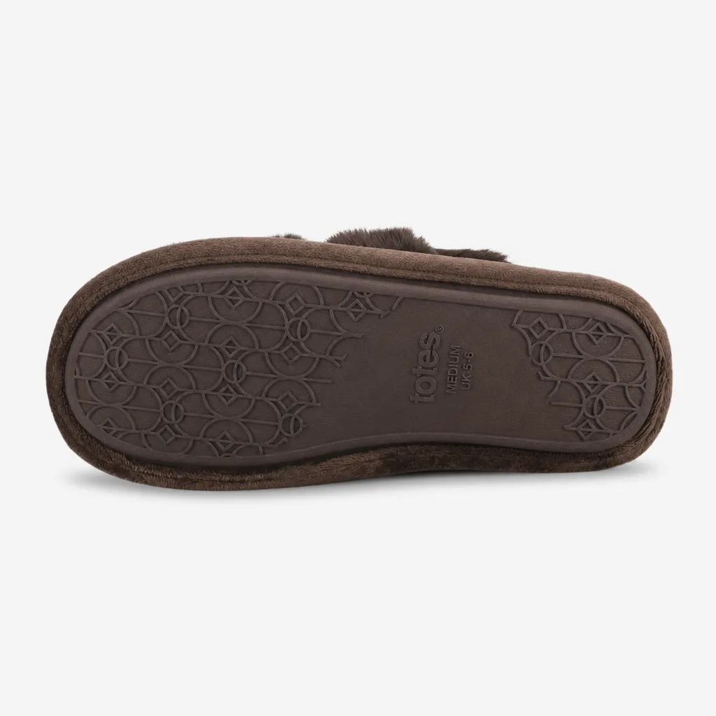 Totes Toasties CROSS FUR SLIDER Womens Mules Chocolate sold by House of Slippers product image thumbnail 3