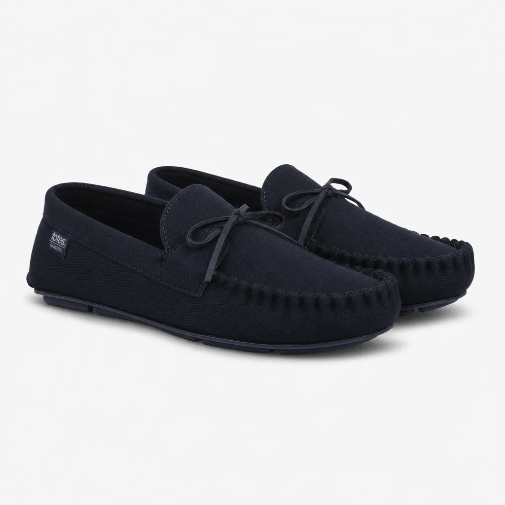 Totes Isotoner HERRINGBONE LINED MOCCASIN Mens Moccasins Navy sold by House of Slippers product image thumbnail 2