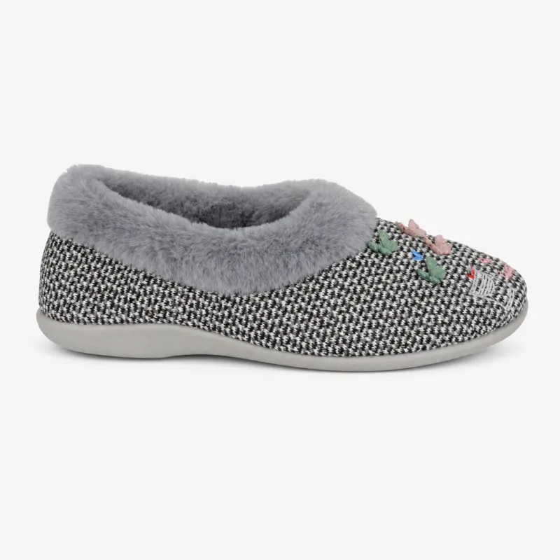 Sleepers TESSA Womens Full Slippers Grey made by Sleepers
