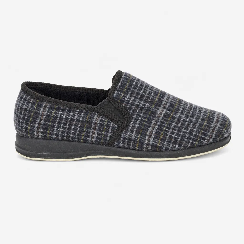 Sleepers JOSEPH Mens Full Slippers Grey Check sold by House of Slippers