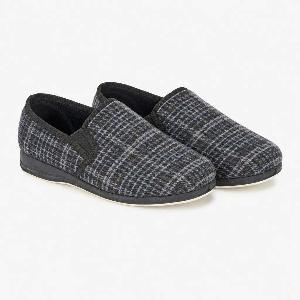 Sleepers JOSEPH Mens Full Slippers Grey Check sold by House of Slippers product image thumbnail 2