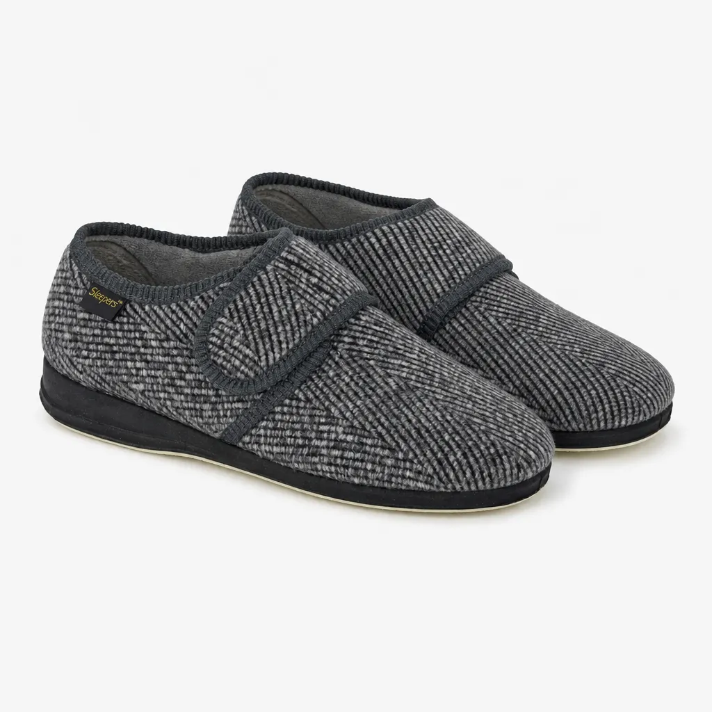 Sleepers WILLIAM Mens Touch Fasten/Velcro Grey Check sold by House of Slippers product image thumbnail 2