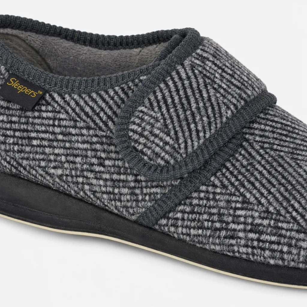 Sleepers WILLIAM Mens Touch Fasten/Velcro Grey Check sold by House of Slippers product image thumbnail 3