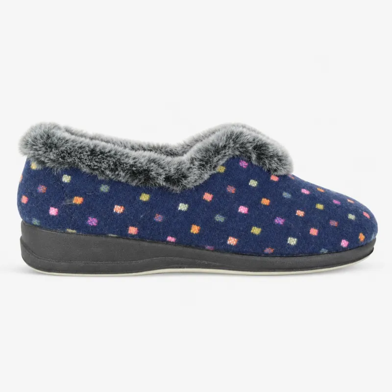 Sleepers NANCY Womens Full Slippers Navy made by Sleepers