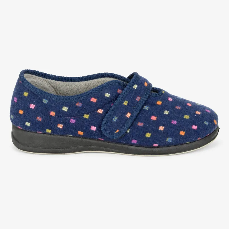 Sleepers MARY Womens Full Slippers Navy made by Sleepers