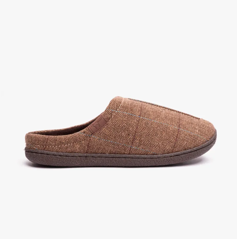 HARRISON Mens Mule Slippers Brown sold by House of Slippers
