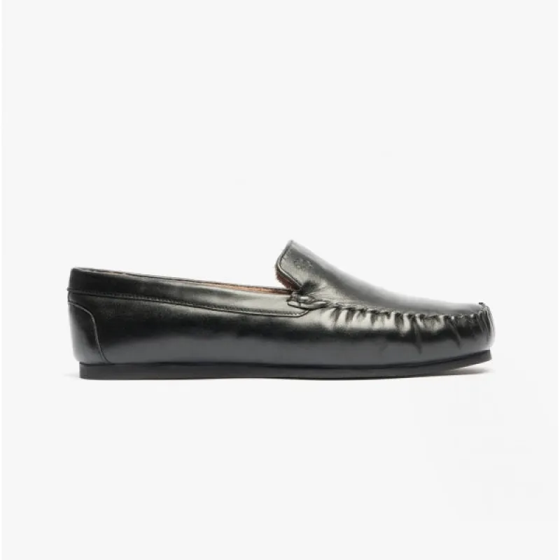 MARINO Mens (G Fit) Full Slippers Black Leather sold by House of Slippers