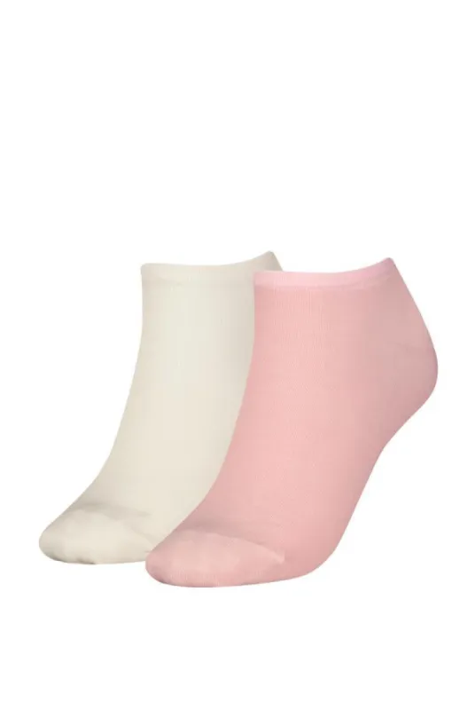 Tommy Hilfiger 2 Pack Trainer Womens Ankle Socks Pink/White sold by House of Slippers