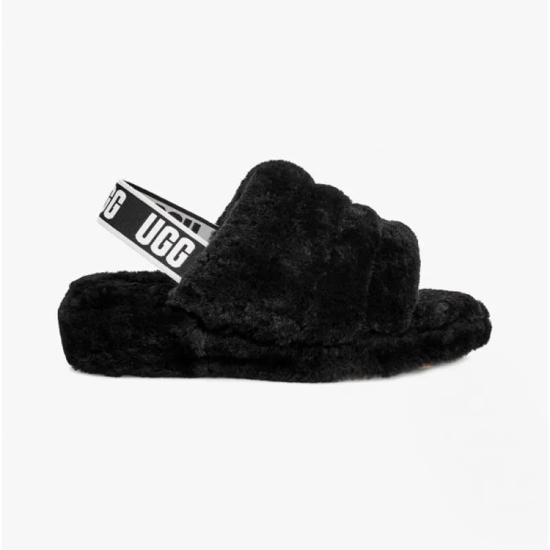 FLUFF YEAH SLIDE Ladies Slide Slippers Black sold by House of Slippers
