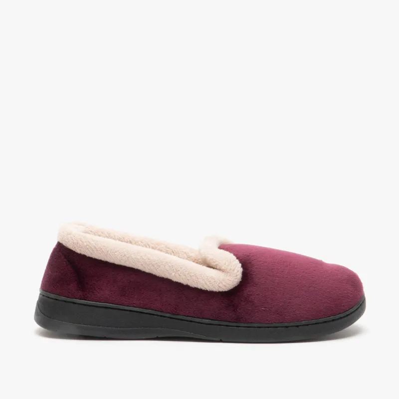 Jo & Joe CASHMERE Womens Velour Full Slippers Burgundy sold by House of Slippers