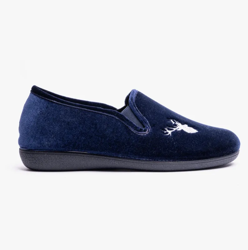 Lotus CLARENCE Mens Slippers Navy sold by House of Slippers