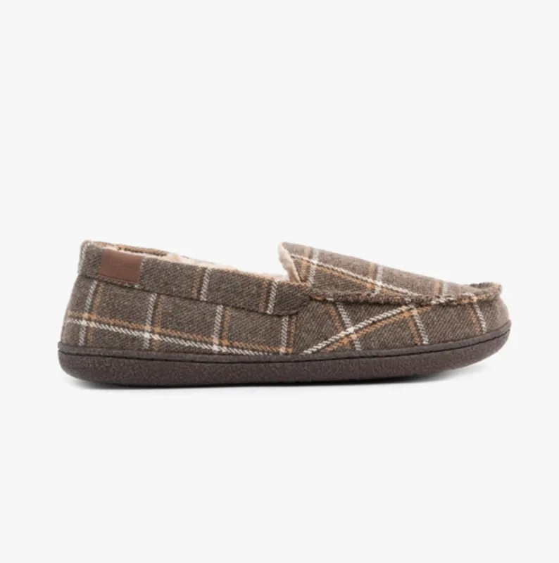 SWALEDALE Mens Moccasin Slippers Brown sold by House of Slippers