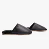 Hush Puppies COADY LEATHER SLIPPER Classic Mens Slippers Black sold by House of Slippers