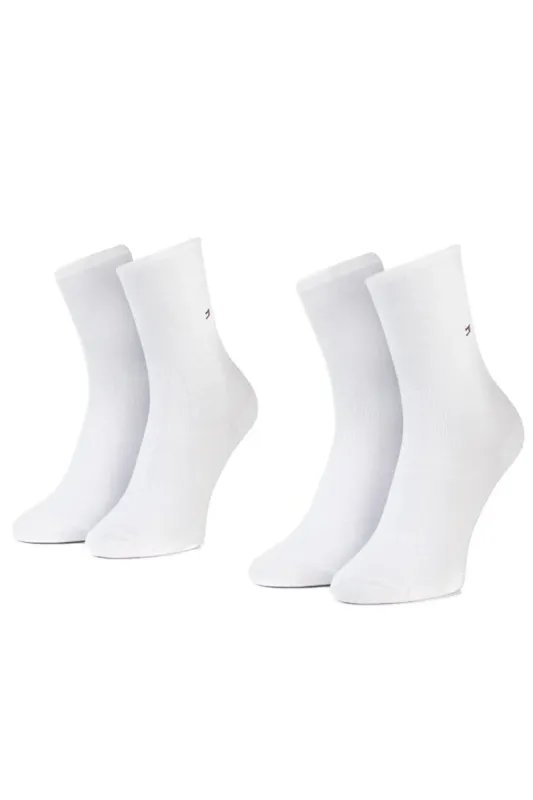 Tommy Hilfiger 2 Pack Womens Crew Socks White made by Tommy Hilfiger
