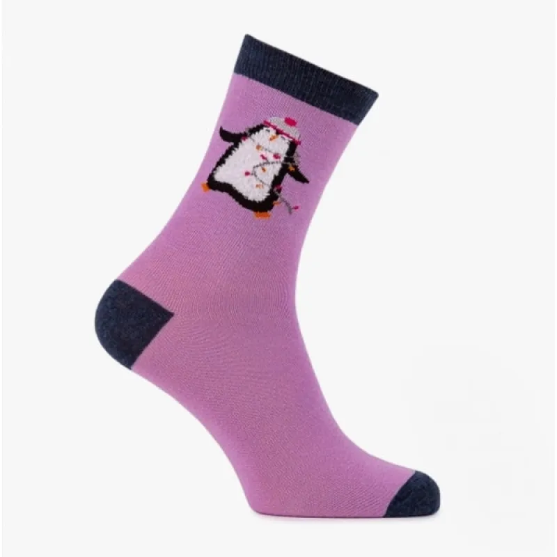 NOVELTY DAY SOCKS Ladies 3 Pack Socks Penguins: sold by House of Slippers