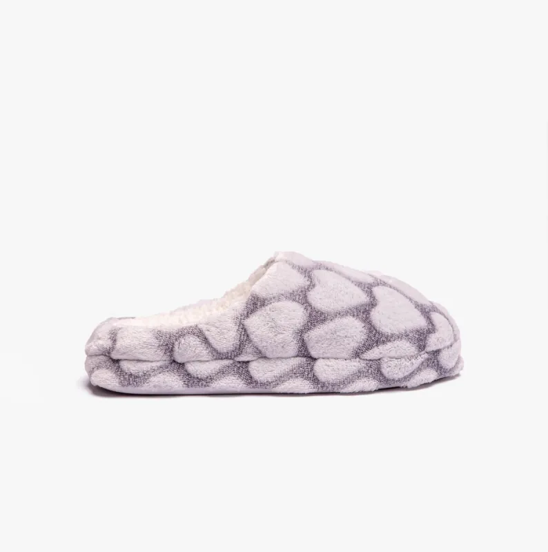 Jo & Joe LOVEHEART Womens Slippers Grey sold by House of Slippers