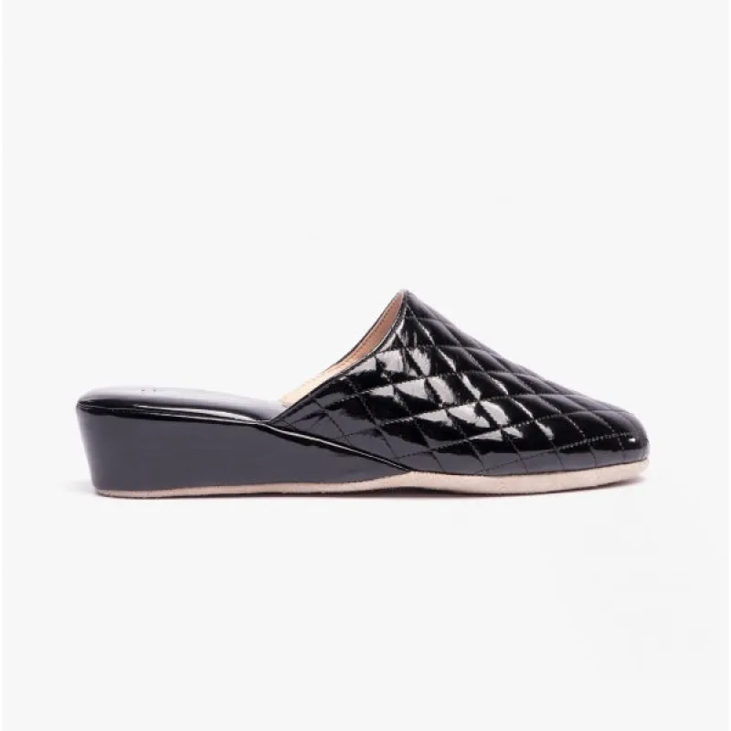 LUCIA Ladies Mule Slippers Black sold by House of Slippers