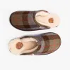 WILLIAM Mens Mule Slippers Chocolate/Green Check sold by House of Slippers