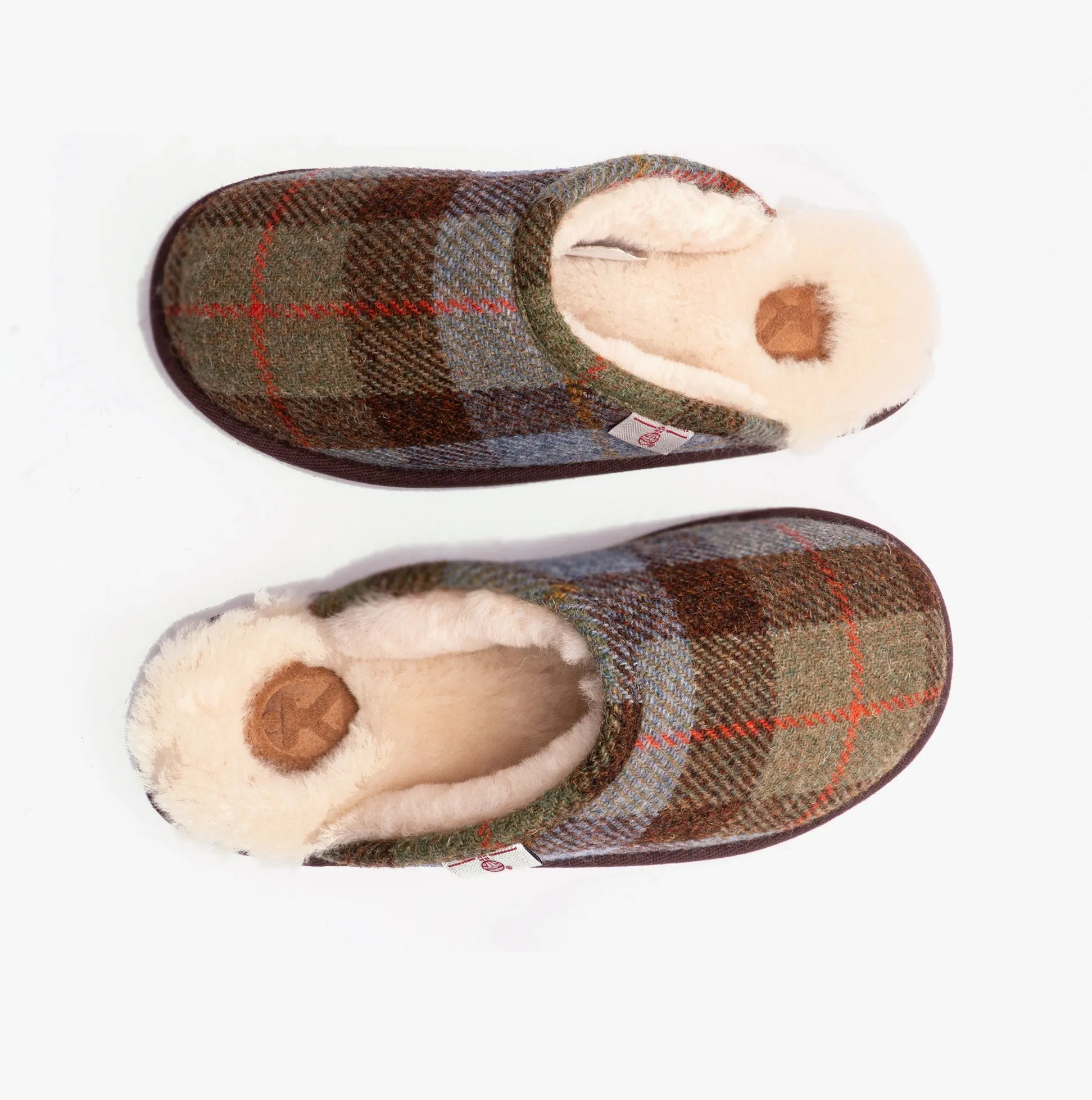 WILLIAM Mens Mule Slippers Chocolate/Green Check sold by House of Slippers product image thumbnail 2