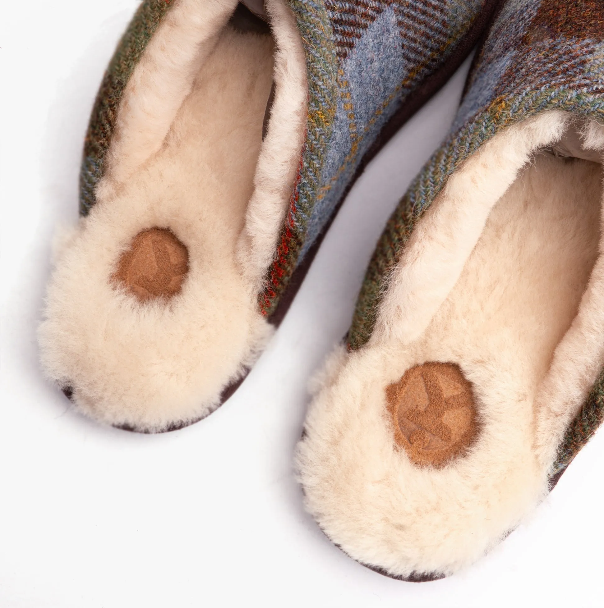 WILLIAM Mens Mule Slippers Chocolate/Green Check sold by House of Slippers product image thumbnail 4