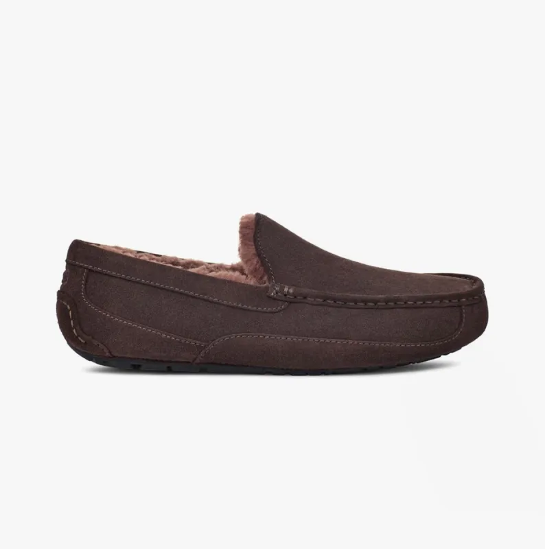 ASCOT Mens Suede Moccasin Slippers Dusted Cocoa sold by House of Slippers