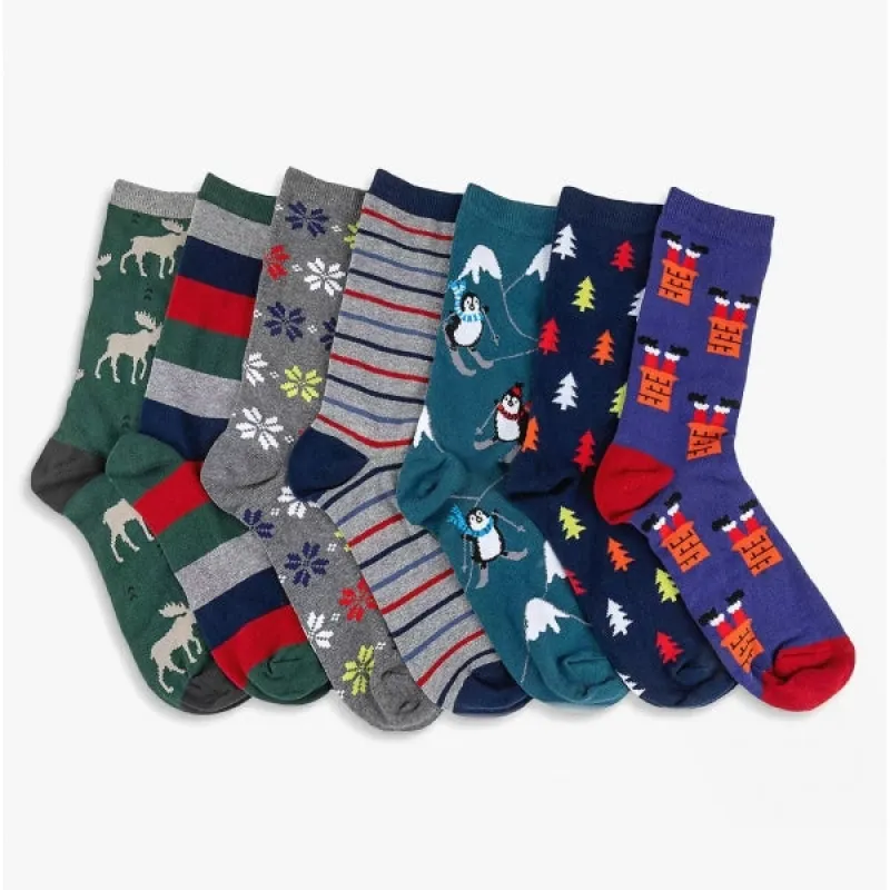Totes Toasties 7 DAYS OF THE WEEK Mens Cotton Blend Socks Set Multi sold by House of Slippers