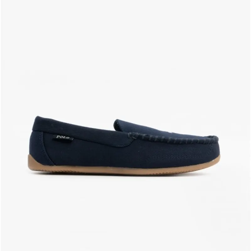DECLAN BEAR Mens Moccasin Slippers Navy sold by House of Slippers
