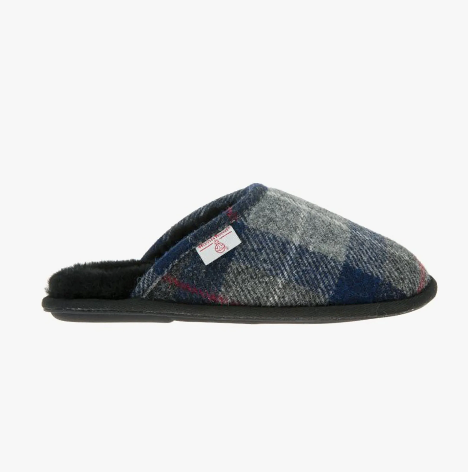 WILLIAM Mens Mule Slippers Navy/Black Check sold by House of Slippers