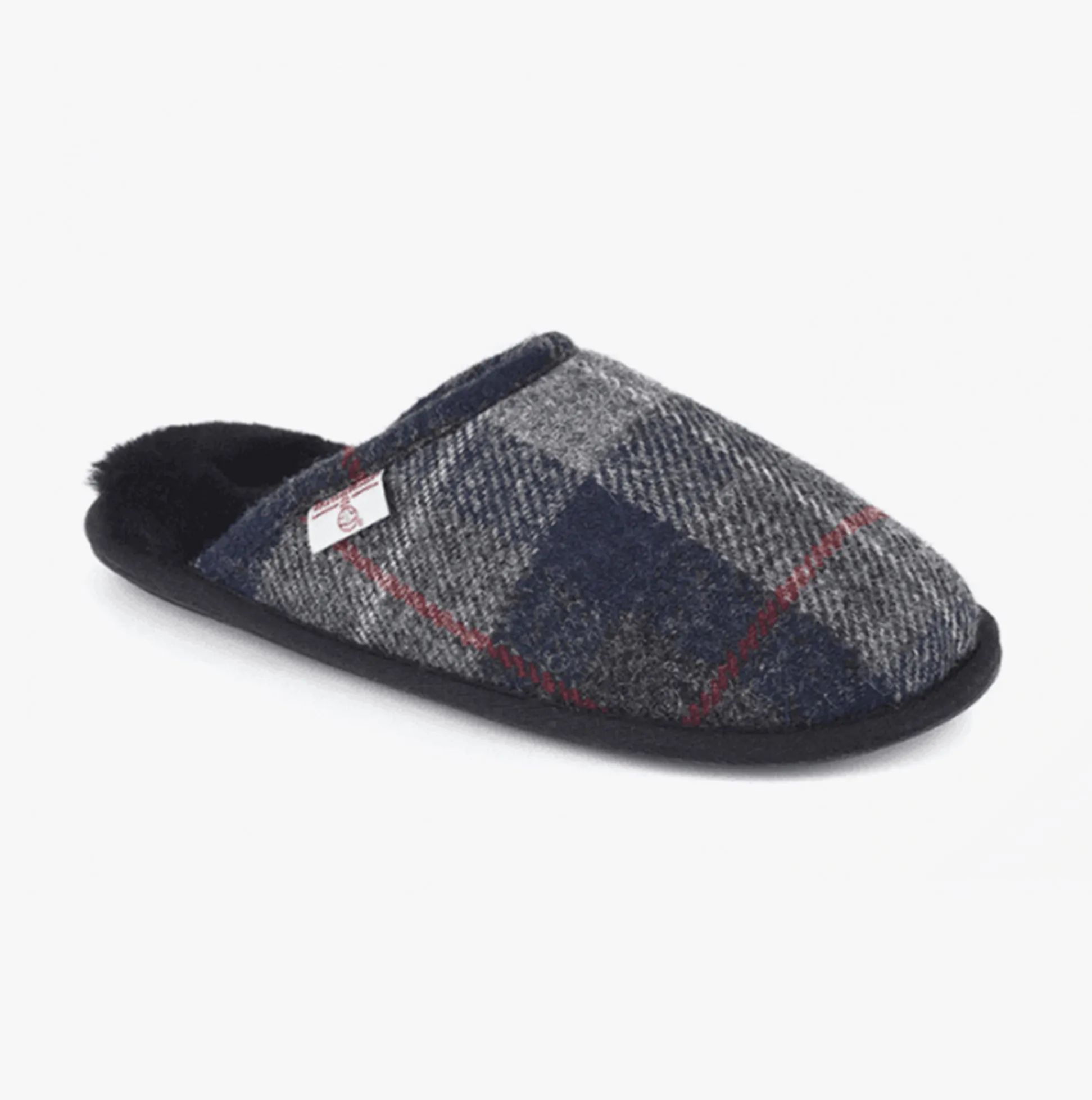 WILLIAM Mens Mule Slippers Navy/Black Check sold by House of Slippers product image thumbnail 3