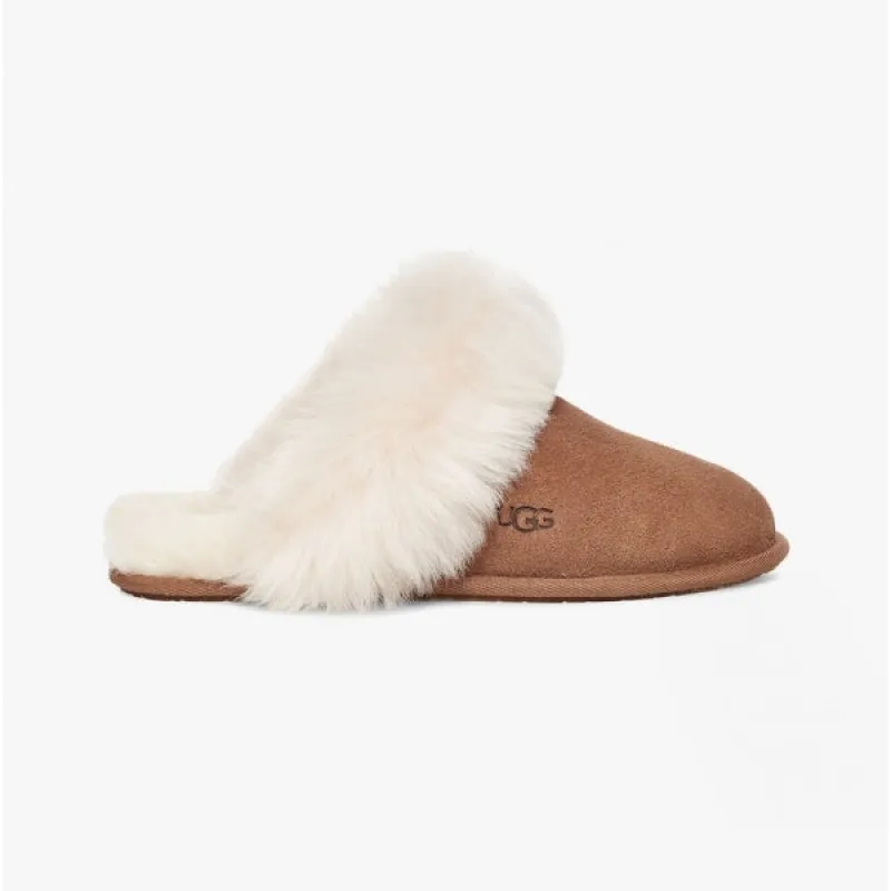 SCUFF SIS Ladies Suede Slippers Chestnut sold by House of Slippers