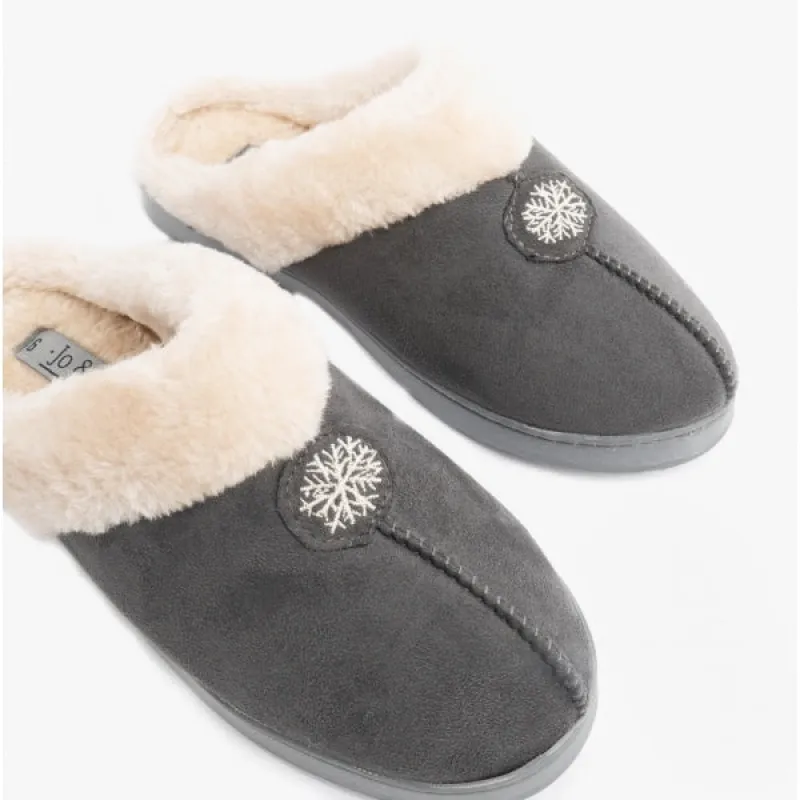 Jo & Joe SNUGGLE Womens Slippers Charcoal made by House of Slippers