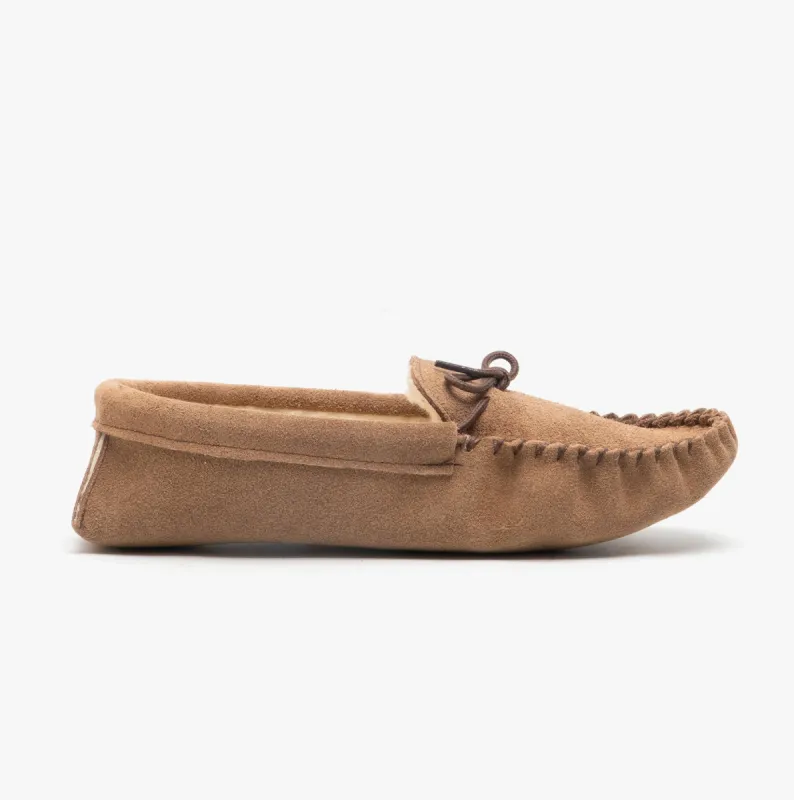 Mokkers JAKE Mens Suede Moccasins Taupe sold by House of Slippers