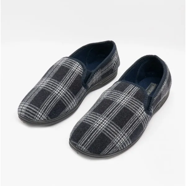 GLENMORE Mens Full Slippers Navy sold by House of Slippers