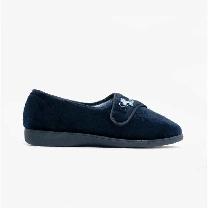 Sleepers JOLENE Womens Full Slippers Navy sold by House of Slippers