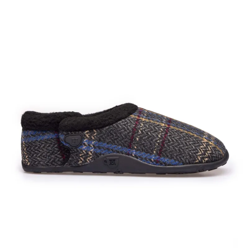 CONNOR Mens Full Slippers Charcoal/Stripe Tweed sold by House of Slippers